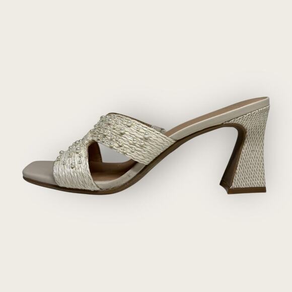 A New Day | Pearly Rattan Sandal Heels | Off White | 8.5 - Picture 5 of 12